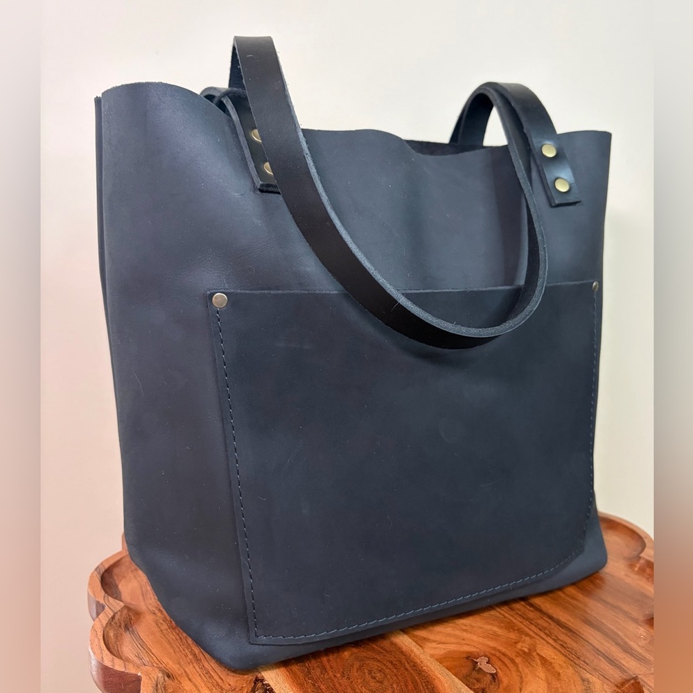 Portland Leather Classic Tote Shadow Black Nubuck Leather NWT - Picture 14 of 16